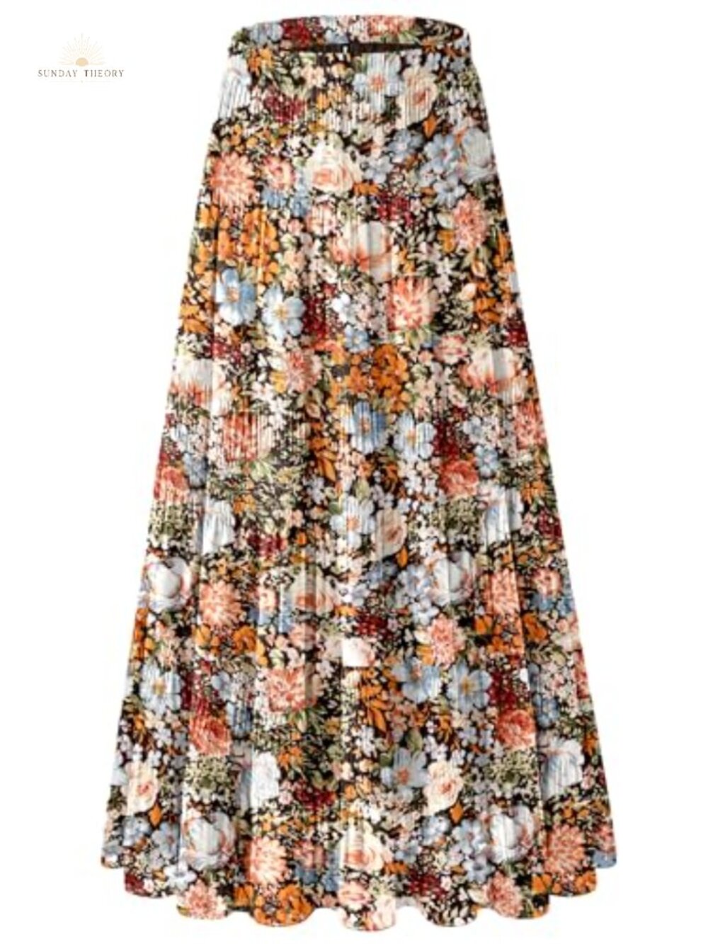 Chiffon Flowy Maxi Skirt Pleated A Line Elastic Waist Boho Summer Long Skirt